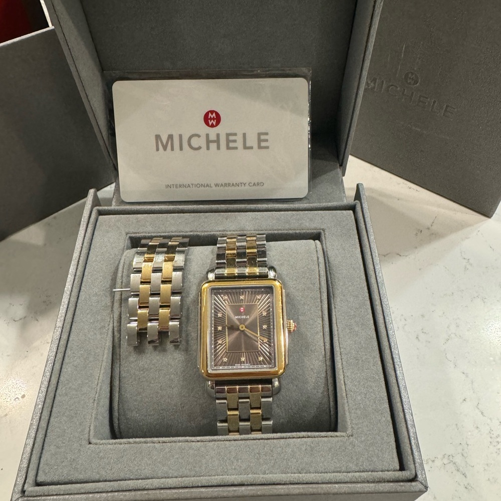 Michele Two tone Diamond Watch